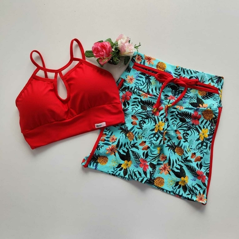 Conjunto Short Frutinhas Viés Top Kew