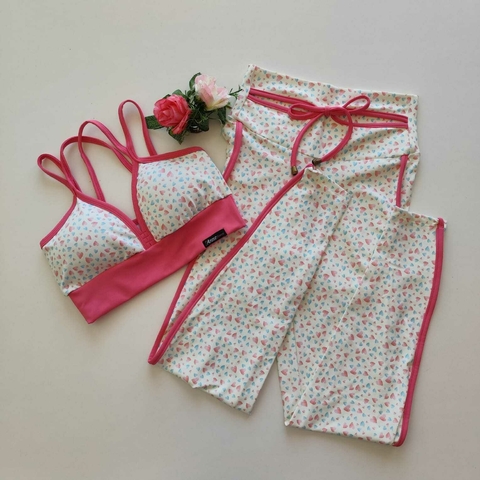 Conjunto Calça Coração Viés Decote Top Margarida