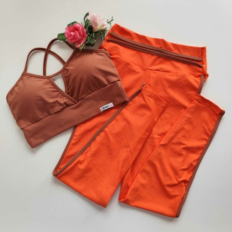 Conjunto Calça Laranja Viés Chutney Top Maria