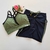 Conjunto Short Aveludado Preto Viés Verde Top Andressa