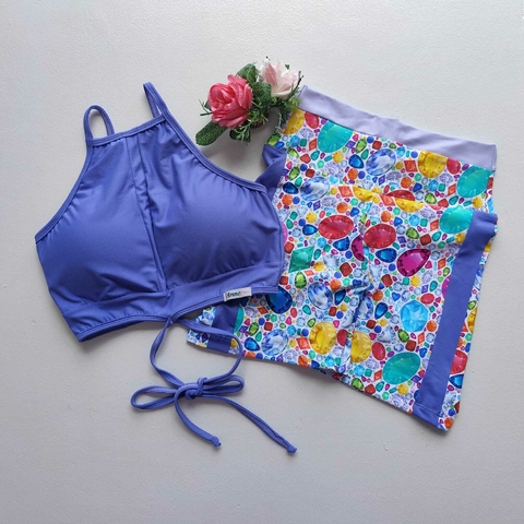 Conjunto Short Pedraria Cós Simples Top Mary Amarração