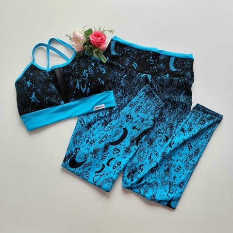 Conjunto Calça Jacquard Signos Cós Simples Top Detalhe Tela