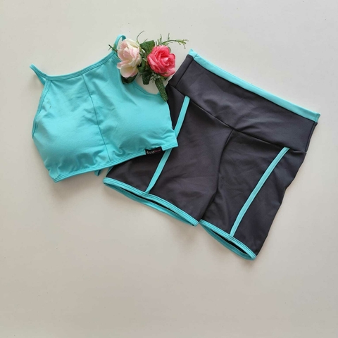 Conjunto Short Chumbo Viés Acqua Panicat Top Thayz Amarração