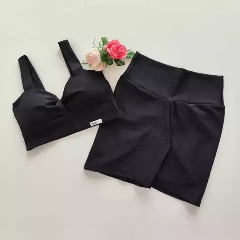 Conjunto Short Preto Cós Simples Top Julianne SEM EMPINA BUMBUM