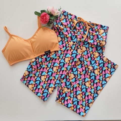 Conjunto Calça Corações Top Luz