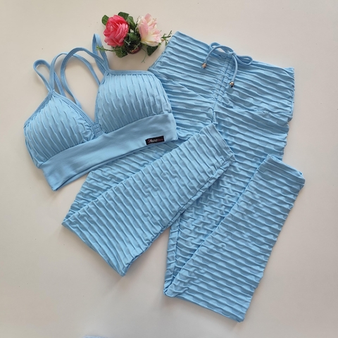 Conjunto Calça Jacquard Sky Blue Top Margarida