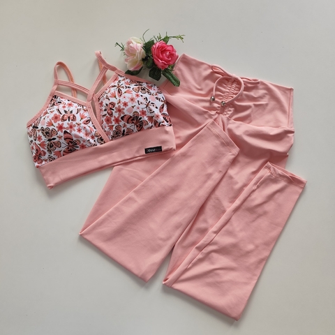 Conjunto Calça Candy Pink Top Andressa Borboleta