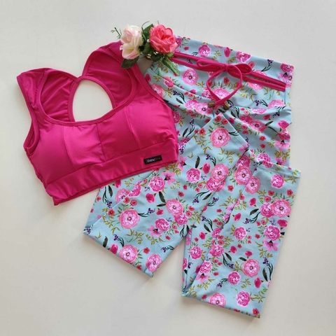 Conjunto Calça Floral Decote Top Jane