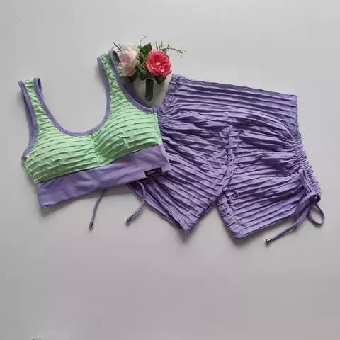Conjunto Short Jacquard Lavanda Lateral Top Clara