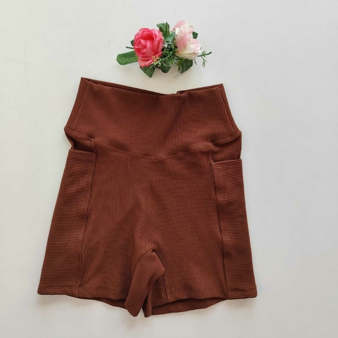Short Canelado Capuccino Bolso SEM EMPINA BUMBUM - comprar online