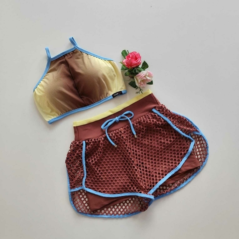 Conjunto Short Duplo Mahogany Viés Porcelana Top Thayz