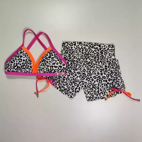 Conjunto Short Onça Cadarço Lateral Top Deyse SEM EMPINA BUMBUM