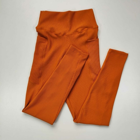 Calça Canelado Laranja Russet Bolso SEM EMPINA BUMBUM