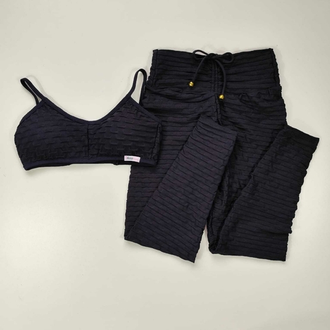Conjunto Calça Jacquard Preto Top luz