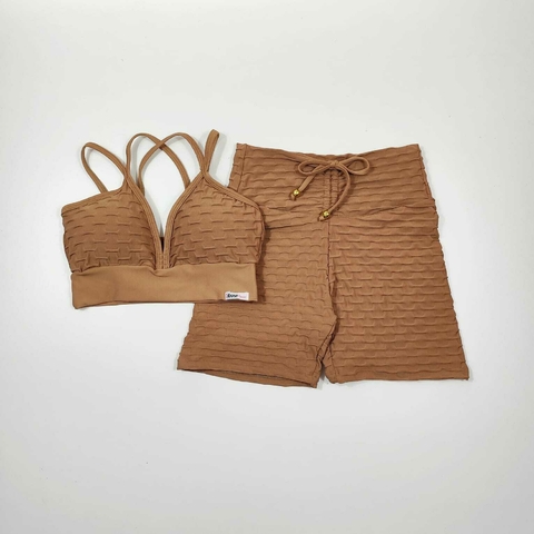 Conjunto Short Jacquard Mocha Mousse Top Margarida