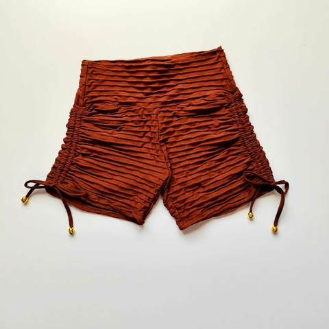 Short Jacquard Capuccino Cadarço Lateral