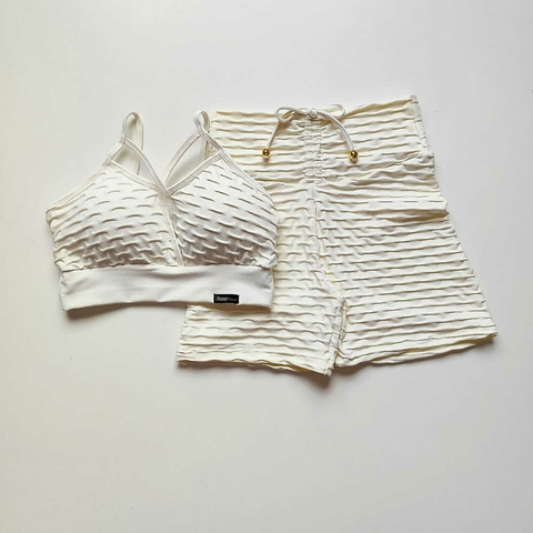 Conjunto Short Jacquard Off White Top Andressa