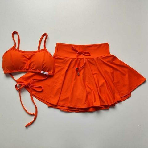 Conjunto Short Saia Laranja Top Cláudia