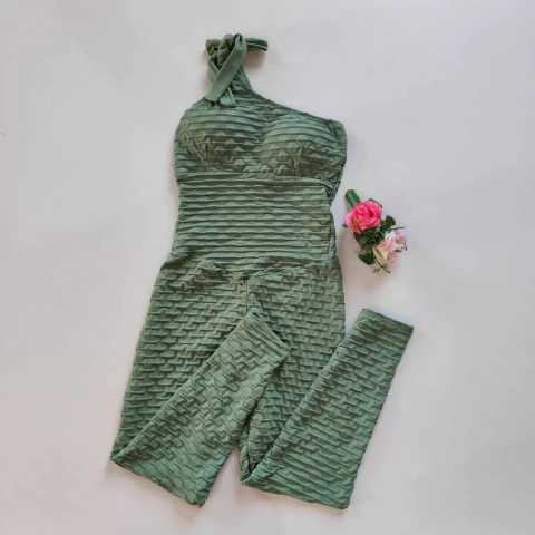 Macacão Jacquard Verde Jade Mavie