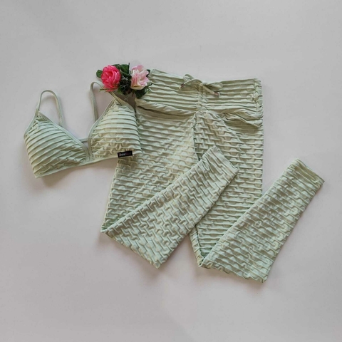 Conjunto Calça Jacquard Pistache Top Morgana