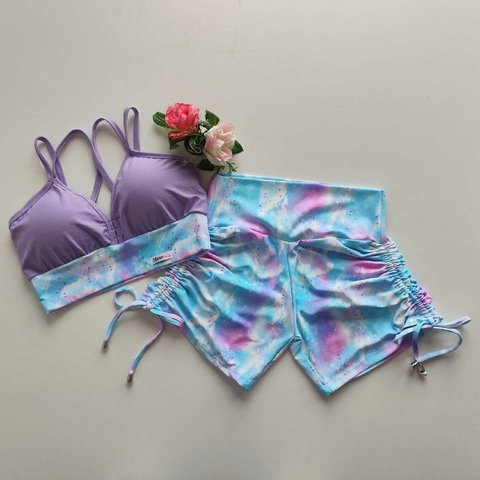 Conjunto Short Nuvem Cadarço Lateral Top Margarida