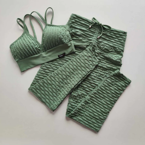 Conjunto Calça Jacquard Verde Jade Top Margarida