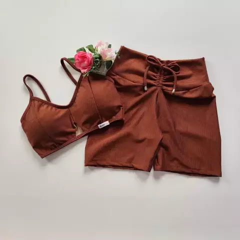Conjunto Short Aveludado Capuccino Top Jade