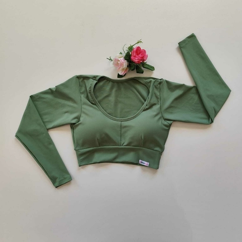 Top Verde Jade Manga Longa Clara