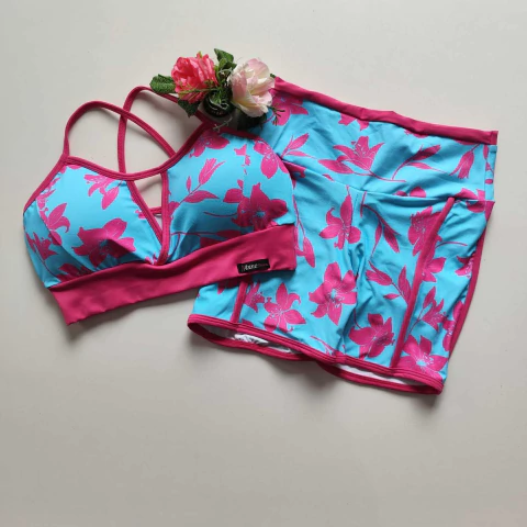 Conjunto Short Floral Viés Top Maria