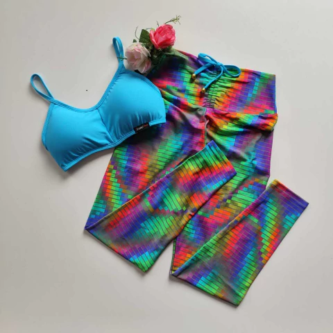 Conjunto Calça Quadradinhos Coloridos Top Sol