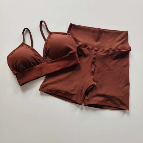 Conjunto Short Capuccino Cós Simples Top Mara SEM EMPINA BUMBUM