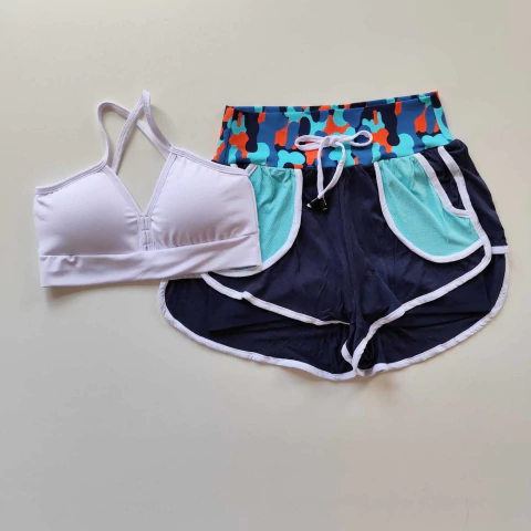 Conjunto Short Duplo Dry Fit Marinho Bolso Acqua Top Mara - comprar online