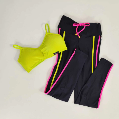 Conjunto de Calça Suplex Viés Duplo Néon Top Luz Lycra - comprar online