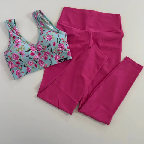 Conjunto Calça Cós Simples Suplex Fúcsia Top Clara Flores - comprar online