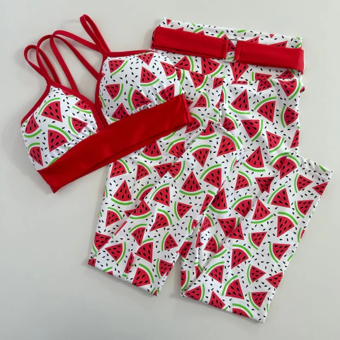 Conjunto Calça Melância Fundo Branco Top Margarida - comprar online