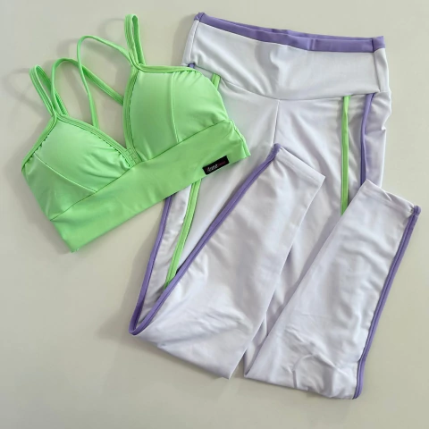 Conjunto Calça Suplex Viés Lavanda e Patina Green Top Margarida