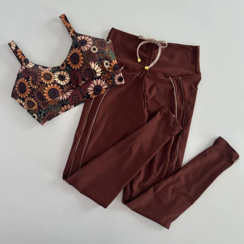 Conjunto de Calça Suplex Capuccino Viés Bege Top Pâmela - comprar online