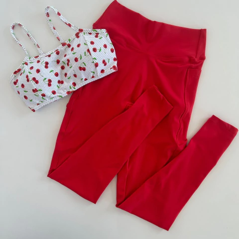 Conjunto Calça Bolso Vermelha Top Cláudia SEM EMPINA BUMBUM - comprar online