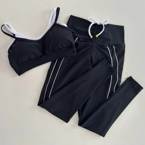 Conjunto de Calça Suplex Preto Friso Duplo Top Duda - comprar online