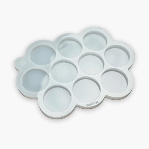 Molde de Silicone Para Resina Epóxi Redondo 4cm 10 Cavidades