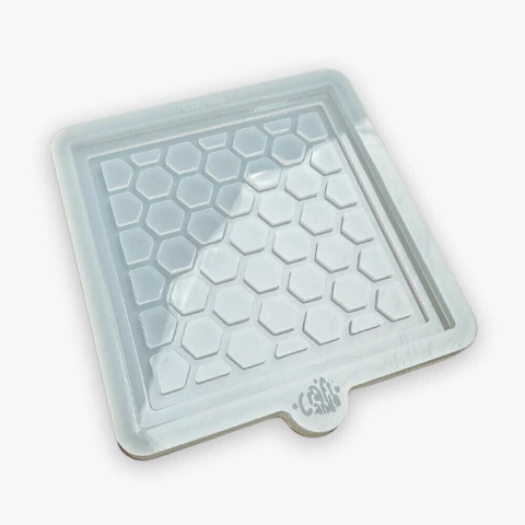 Molde de Silicone Para Resina Porta Copos Quadrado Colmeia 3D