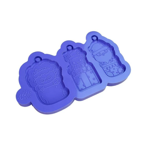 Molde de Silicone Para Resina Epóxi Chaveiros de Natal 3 modelos