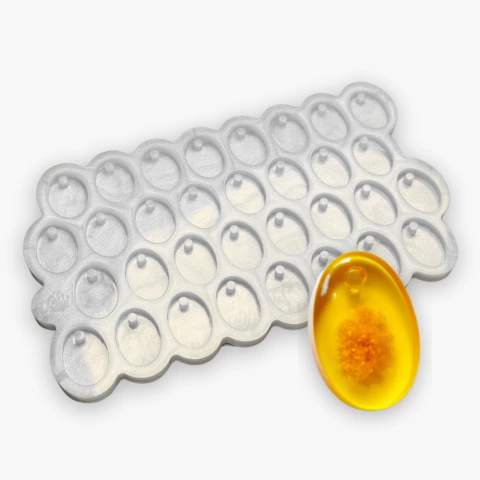 Molde de Silicone Para Resina Paleta Oval 2x3cm com furo 32 cavidades