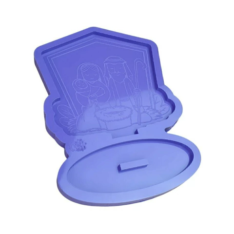 Molde de Silicone Para Resina Epóxi Presépio de Natal com Base 11cm