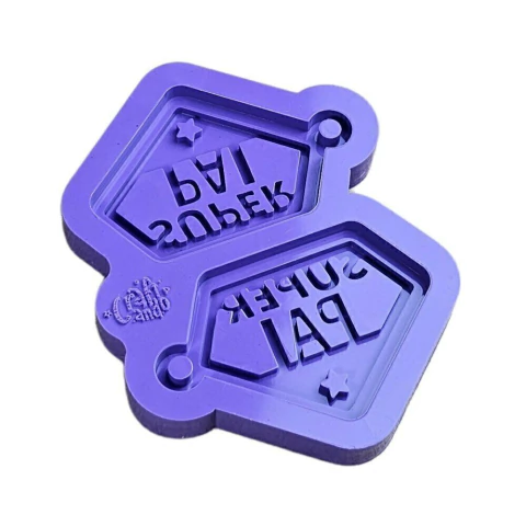 Molde de Silicone Para Resina Dupla Chaveiro Super Pai 3D