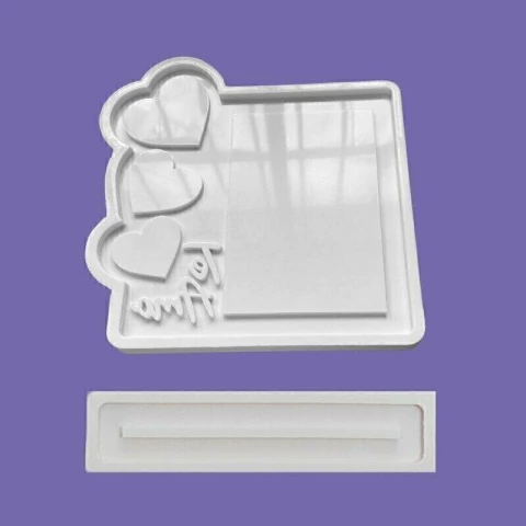 Molde de Silicone Para Resina Epóxi Porta Retrato Foto Coração Te Amo