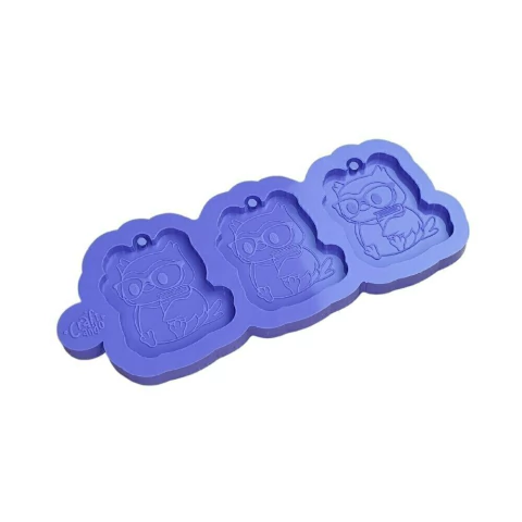 Molde de Silicone Para Resina Epóxi Corujas com 3 cavidades