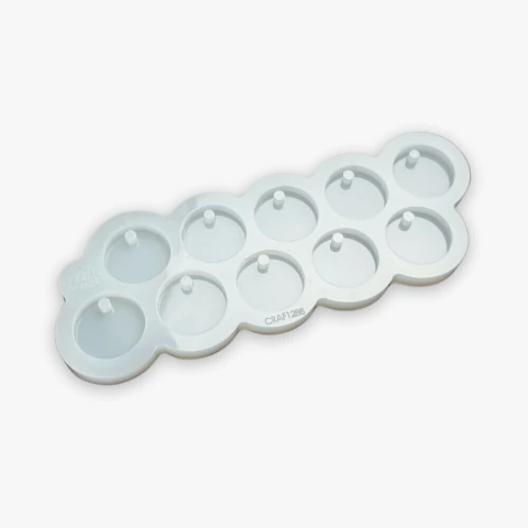 Molde de Silicone Para Resina Epóxi Paleta Redondo 3cm Com Furo