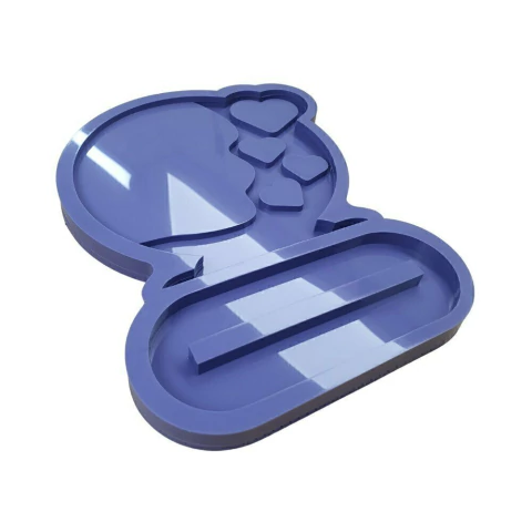 Molde de Silicone Para Resina Epóxi Porta Retrato Redondo Com Corações