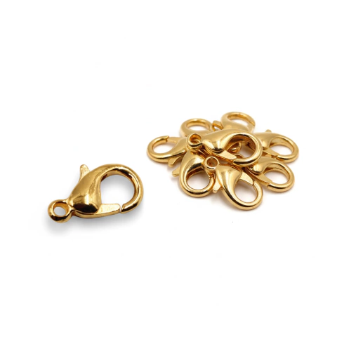 Fecho Lagosta Dourado 10Mm Em Zamac Com 50un - comprar online